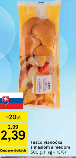 Tesco vianočka s maslom a medom