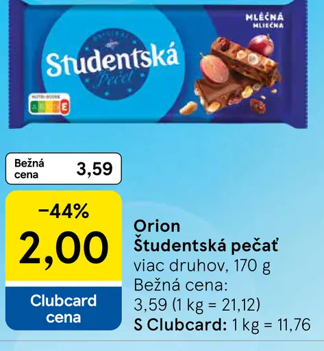 Orion Studentská pečať mliečna alebo horká čokoláda