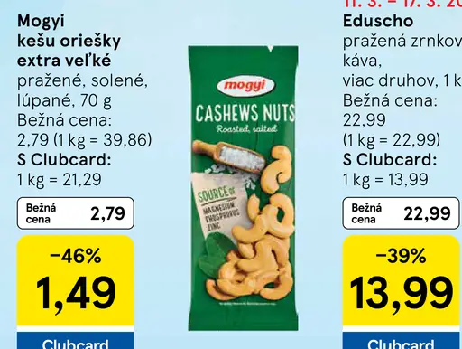 Mogyi kešu oriešky extra veľké pražené solené lúpané