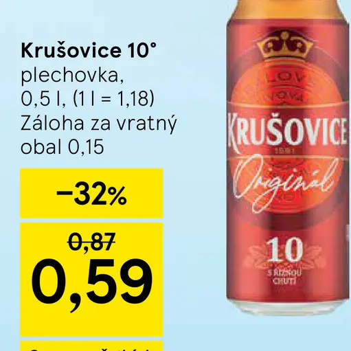 Krušovice 10° pivo plechovka