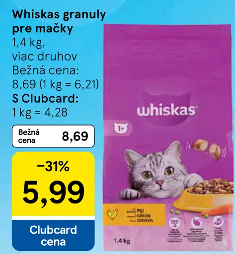Whiskas granuly pre mačky