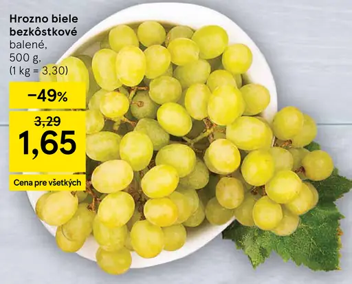 Hrozno biele bezkôstkové balené