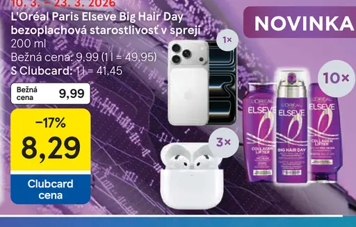 L'Oréal Paris Elseve Big Hair Day bezoplachová starostlivosť v spreji