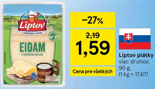 Liptov plátky eidam viaceré druhy