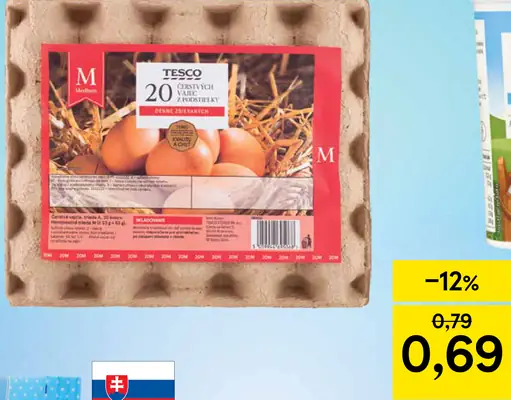 Tesco vajcia podstieľkový chov, veľkosť M