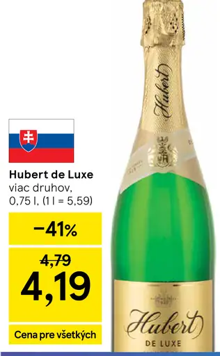 Hubert De Luxe šumivé víno rôzne druhy