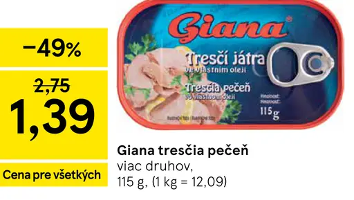 Giana tresčia pečeň viac druhov