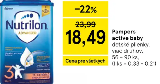 Pampers active baby plienky