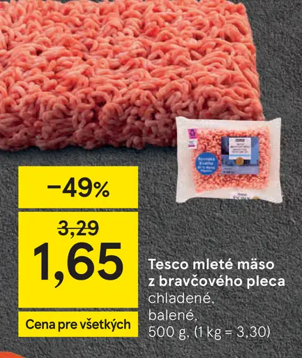 Tesco mleté mäso z bravčového pleca