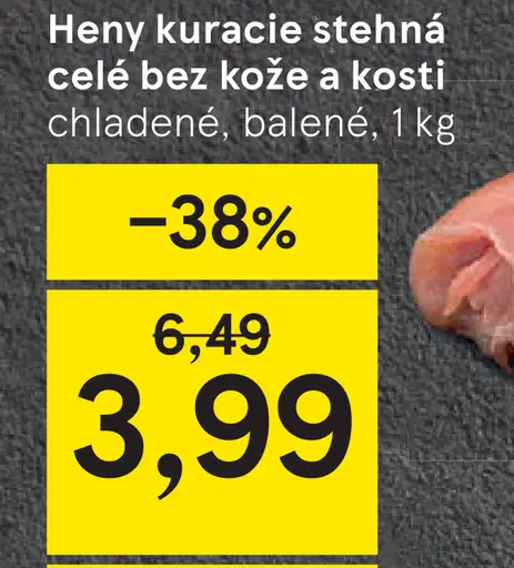 Heny kuracie stehná celé bez kože a kosti chladené, balené