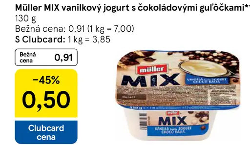 Müller MIX vanilkový jogurt s čokoládovými guľôčkami