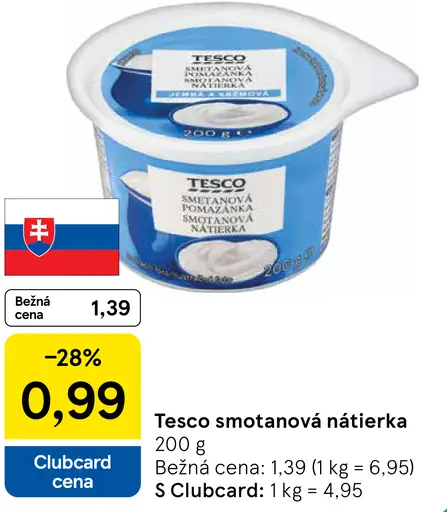 Tesco smotanová nátierka
