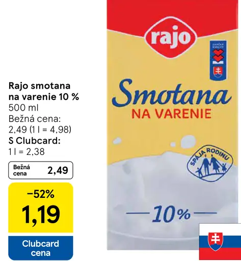 Rajo Smotana na varenie 10%
