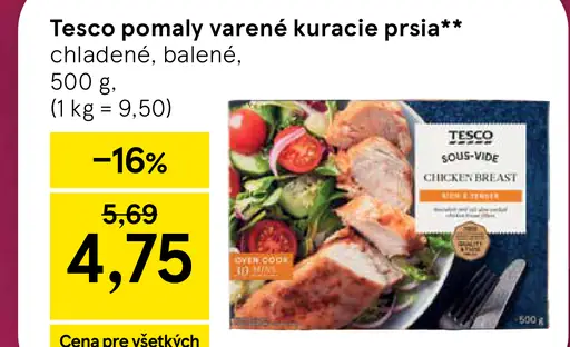Tesco pomaly varené kuracie prsia