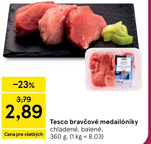 Tesco bravčové medailóniky chladené, balené