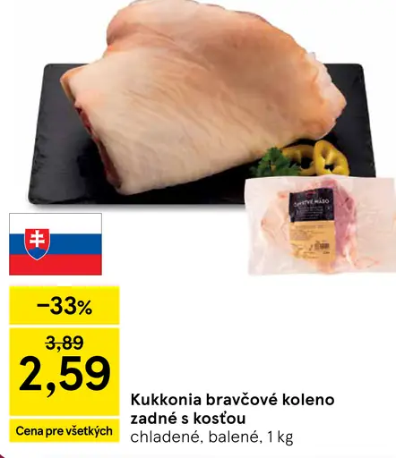 Kukkonia bravčové koleno zadné s kosťou chladené balené