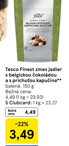 Tesco Finest zmes jadier s belgickou čokoládou a s príchuťou kapučína