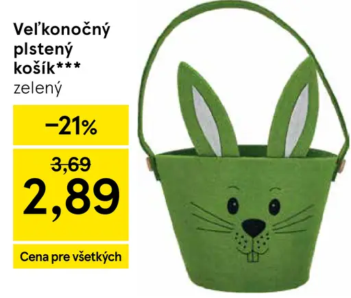 Veľkonočný plstený košík zelený