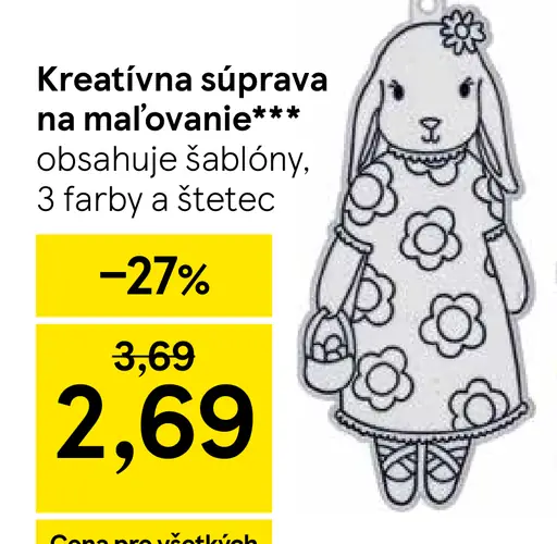 Kreatívna súprava na maľovanie obsahuje šablóny, 3 farby a štetec
