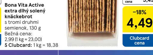 Bona Vita Active Extra dlhý solený knäckebrot s tromi druhmi semienok