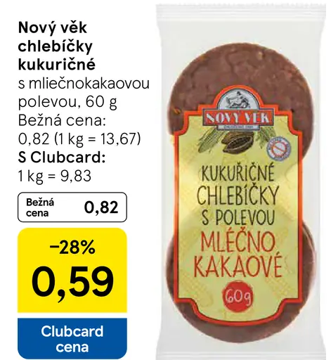 Nový vek chlebíčky kukuričné s mliečno-kakaovou polevou