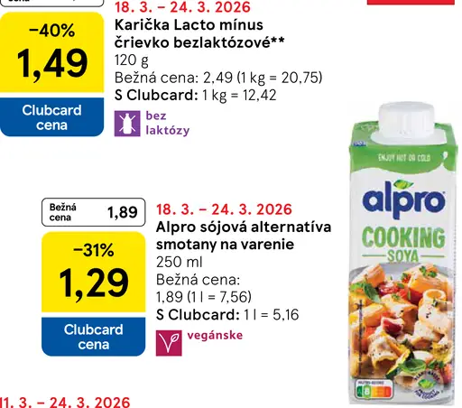 Alpro sójová alternatíva smotany na varenie