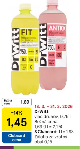 DrWitt vitamínový nápoj viac druhov