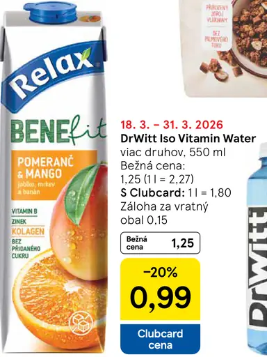 Relax Benefit pomaranč & mango vitamínový nápoj s kolagénom