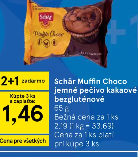 Schär Muffin Choco jemné pečivo kakaové bezgluténové