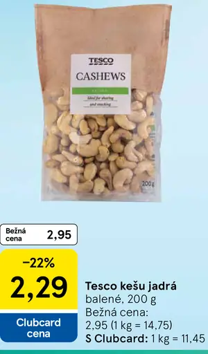 Tesco kešu jadrá