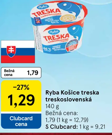 Ryba Košice treska treskoslovenská
