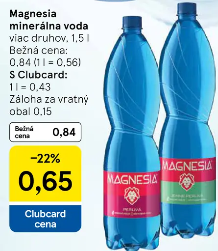 Magnesia Prírodná minerálna voda neperlivá