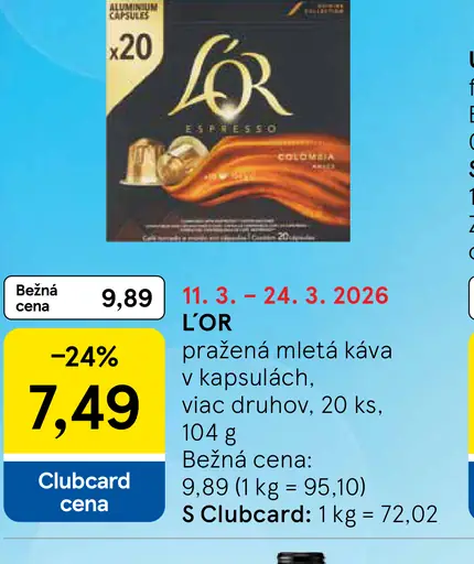 L’OR pražená mletá káva v kapsulách viac druhov