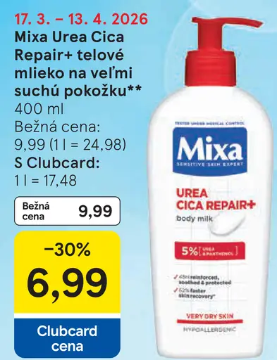 Mixa Urea Cica Repair+ telové mlieko na veľmi suchú pokožku