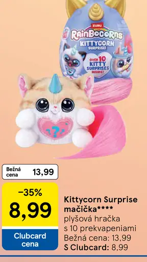 Kittycorn Surprise mačička, plyšová hračka s 10 prekvapeniami