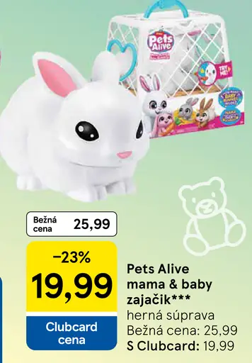 Pets Alive mama & baby zajačik, herná súprava plyšových zajačikov