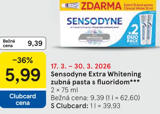 Sensodyne Extra Whitening zubná pasta s fluoridom