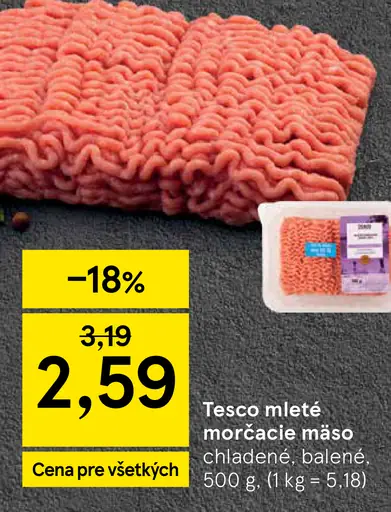 Tesco mleté morčacie mäso chladené, balené