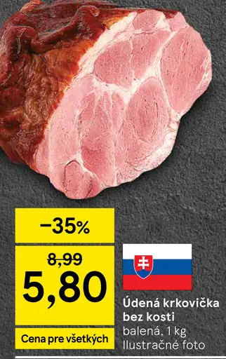 Tesco bravčová krkovička bez kosti plátky chladená balená