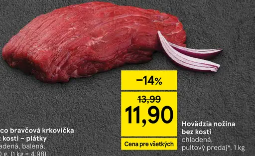 Hovädzia nožina bez kosti chladená, pultový predaj