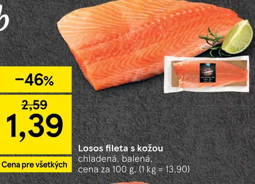 Losos fileta s kožou vákuovo balená