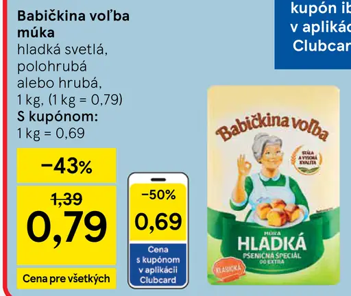 Babičkina voľba hladká svetlá, polohrubá alebo hrubá múka pšeničná