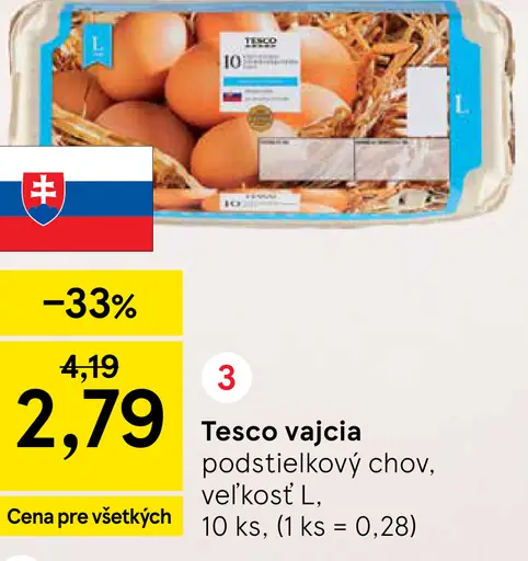 Tesco vajcia podstielkový chov veľkosť L 10 kusov