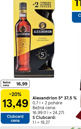 Alexandrion 5* 37,5 % brandy + 2 poháre