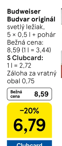 Budweiser Budvar originál svetlý ležiak s pohárom