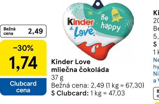 Kinder Love mliečna čokoláda