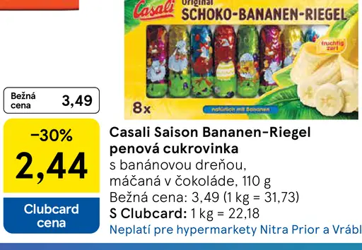 Casali banánová dreň máčaná v čokoláde