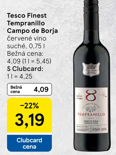 Tesco Finest Tempranillo Campo de Borja červené víno suché