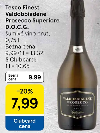 Tesco Finest Valdobbiadene Prosecco Superiore D.O.C.G. šumivé víno brut