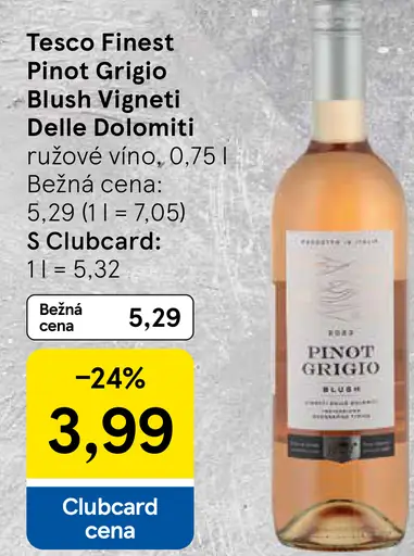 Tesco Finest Pinot Grigio Blush Vigneti Delle Dolomiti ružové víno